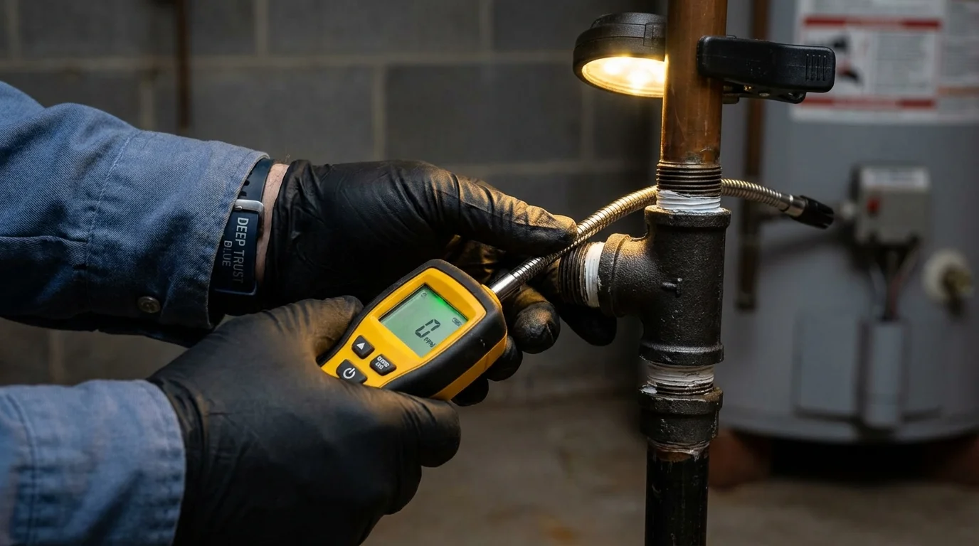 Gas leak detection with electronic sniffer by Johns Plumbing LLC in Fitzwilliam