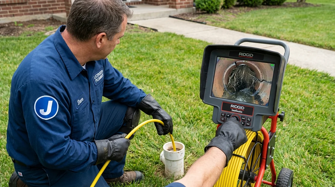 Sewer camera inspection being performed by Johns Plumbing LLC in Fitzwilliam