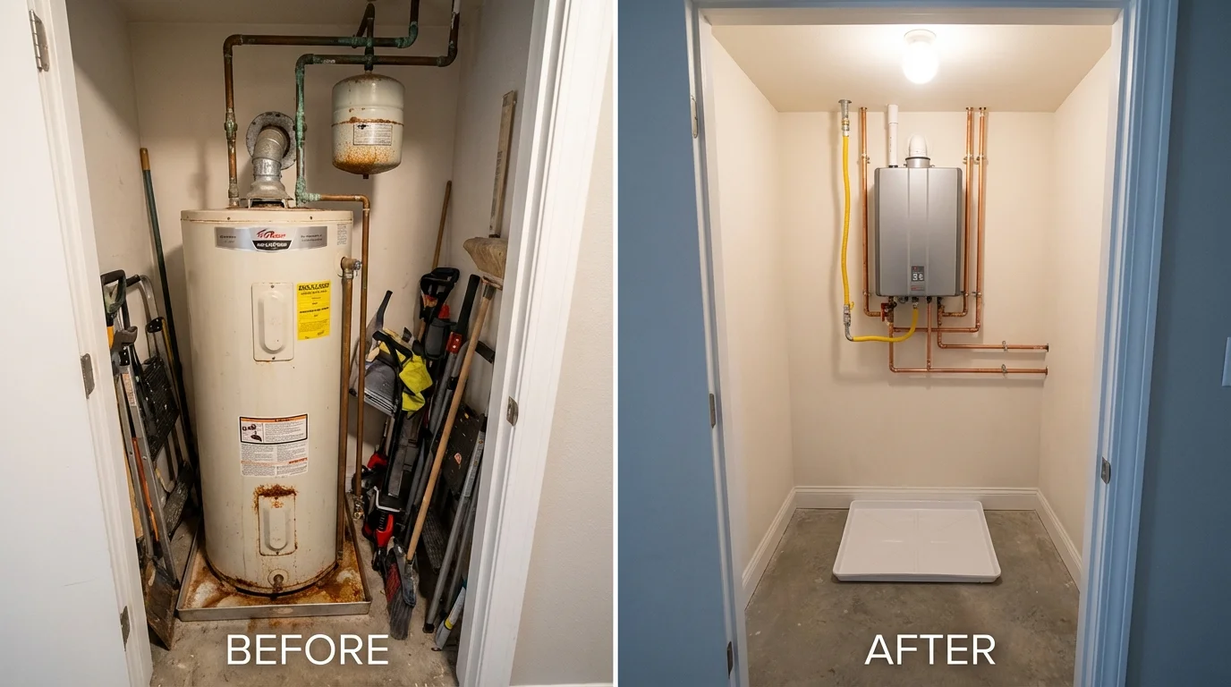 Tank water heater versus wall-mounted tankless unit comparison for Fitzwilliam, NH homeowners